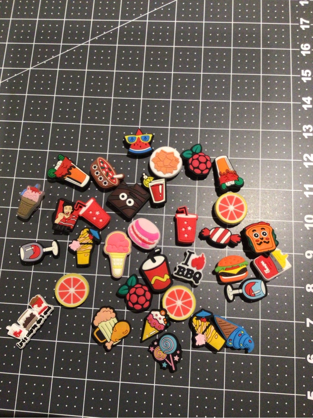 33 assorted Colorful Food & Candy shoe croc charms